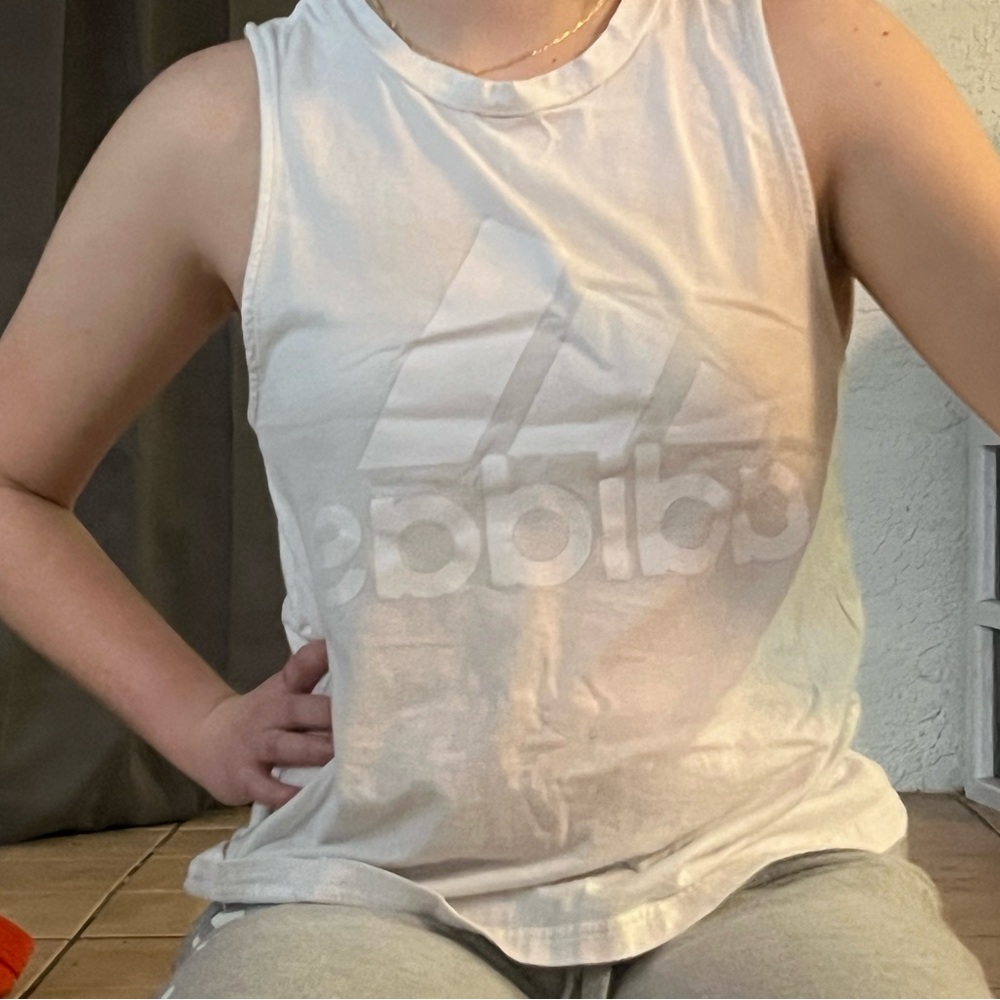 small, white, adidas tanks top